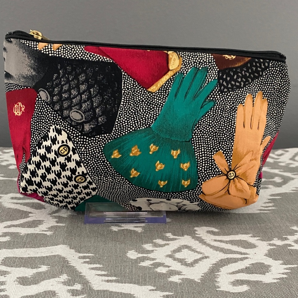 Dior Gloves Multicolor Patterned Cosmetic Bag with COA